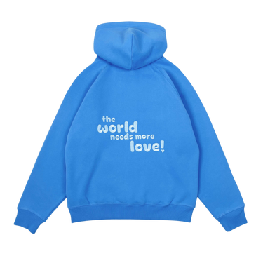 breezy blue "the world needs more love" ultra cozy hoodie